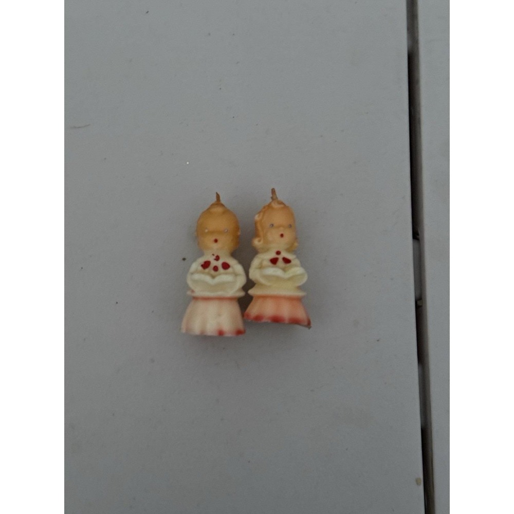 Gurley novelty Co white boy girl choir christmas candle lot of 2 Piece 1940s